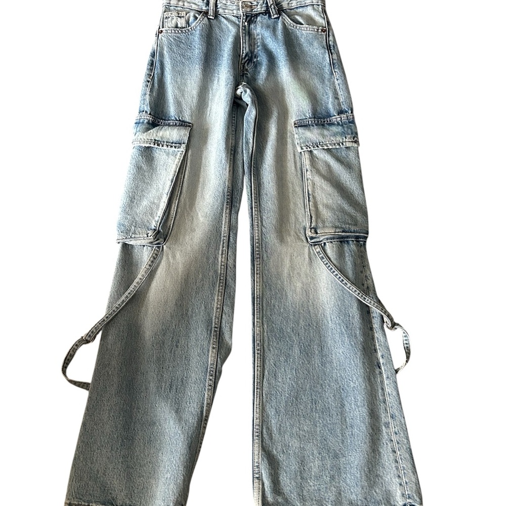 Women's ZARA Light Blue Cargo Jeans